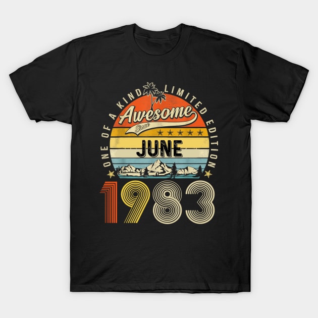 Awesome Since June 1983 Vintage 40th Birthday T-Shirt by Gearlds Leonia